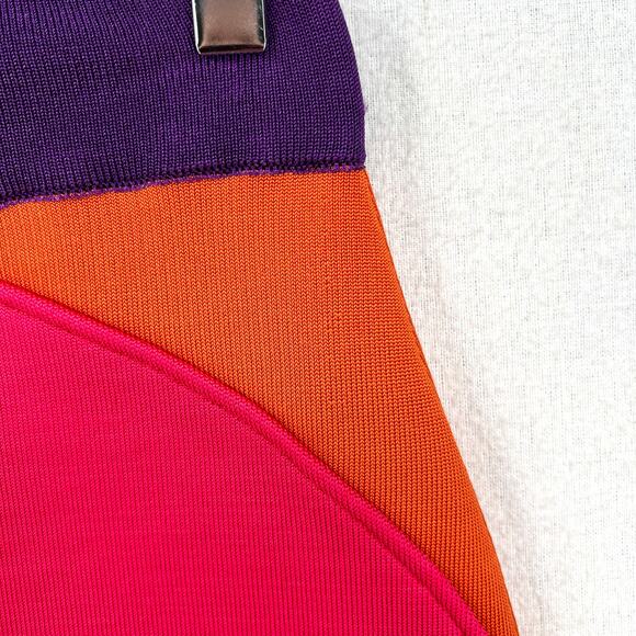 PAOLA BERNARDI Renata Mini Skirt Womens Pink Purple Colorblock Stretch Knit NEW - Picture 15 of 16